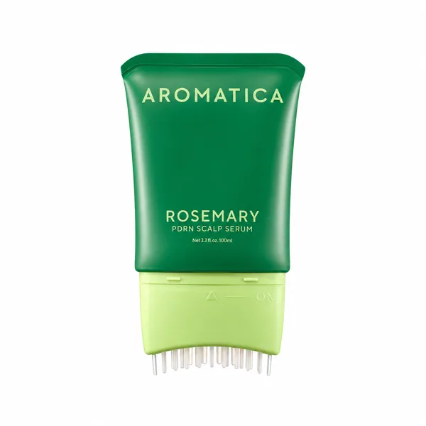 AROMATICA Rosemary PDRN Scalp Serum, tubo cerrado sobre fondo blanco
