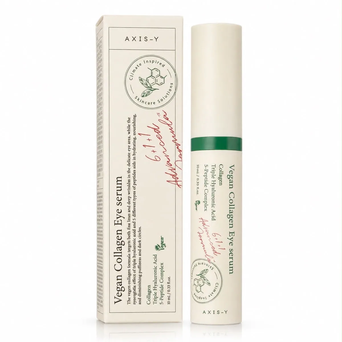 AXIS-Y Vegan Collagen Eye Serum, envase cerrado sobre fondo claro