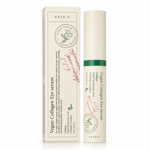 AXIS-Y Vegan Collagen Eye Serum, envase cerrado sobre fondo claro