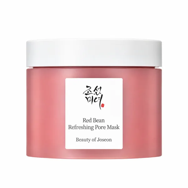 Beauty of Joseon Red Bean Refreshing Pore Mask, tarro rosa cerrado sobre fondo blanco
