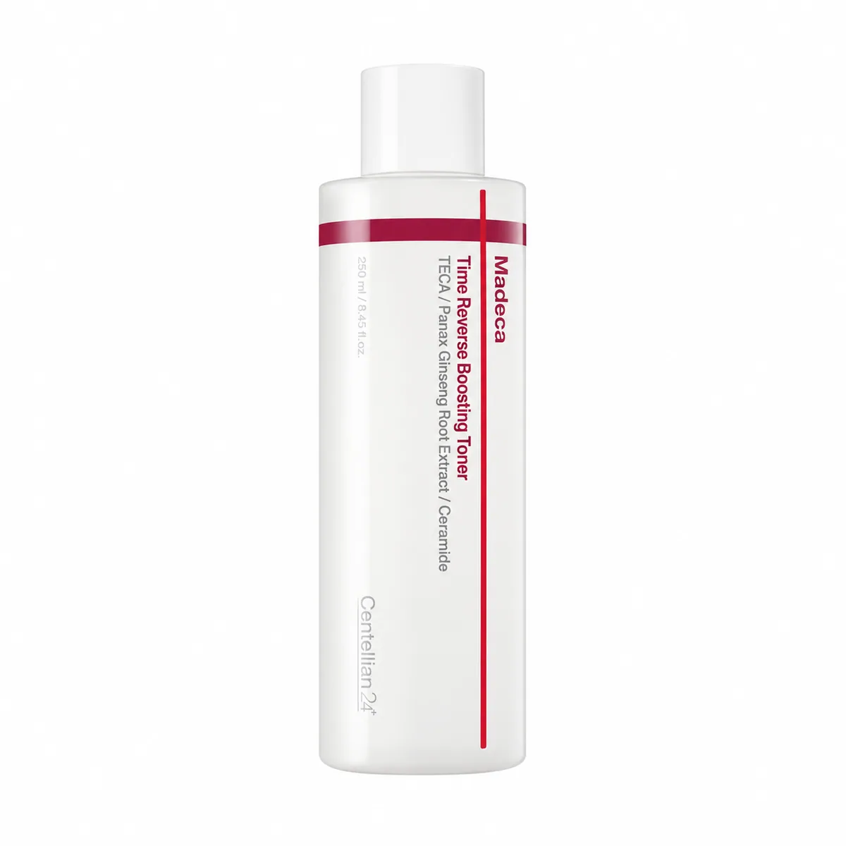 Centellian24 Madeca Time Reverse Boosting Toner, botella blanca cerrada sobre fondo blanco