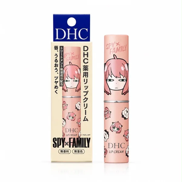 DHC Lip Cream SPY×FAMILY, envase cerrado sobre fondo claro
