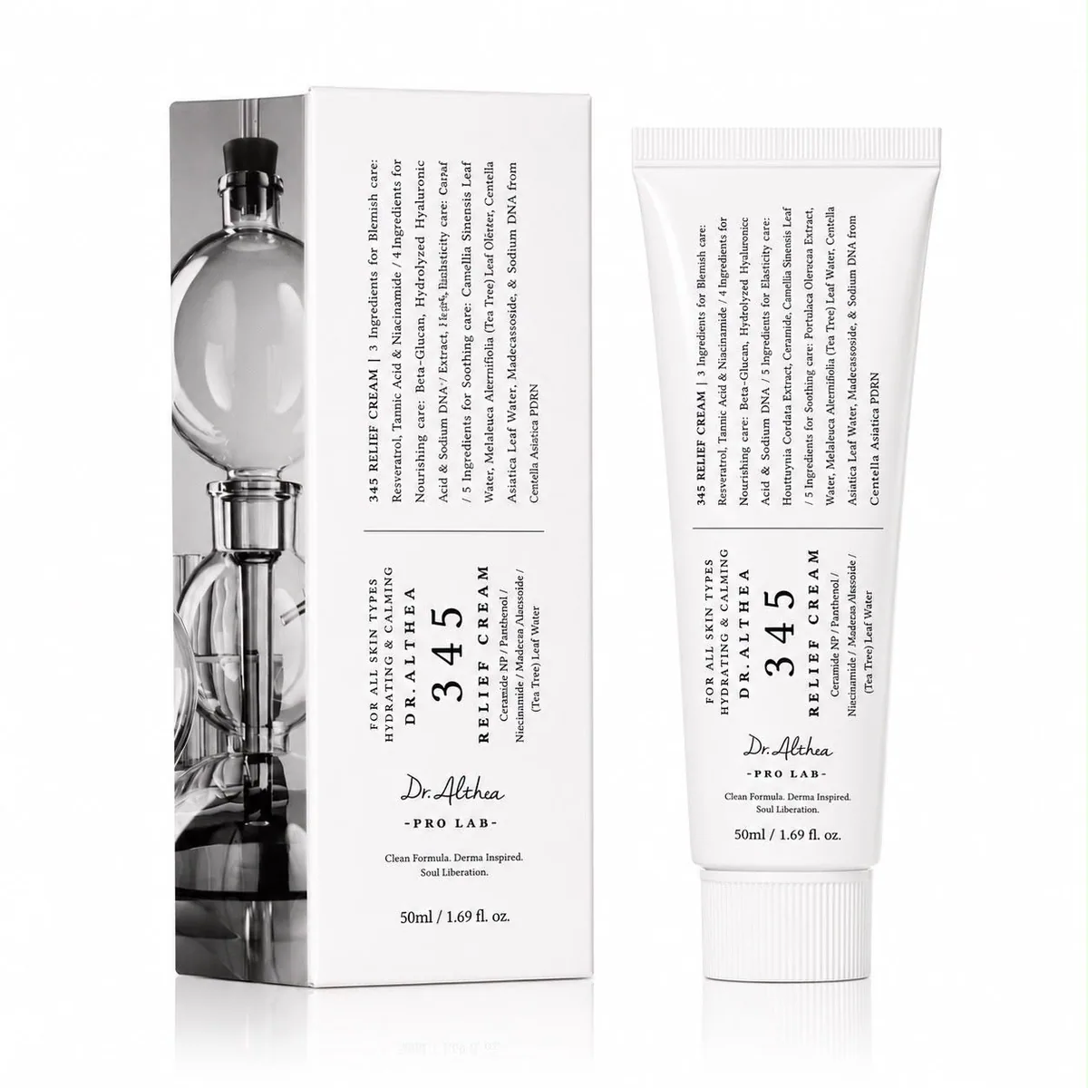 Dr. Althea 345 Relief Cream, envase cerrado sobre fondo claro