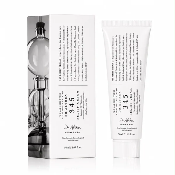 Dr. Althea 345 Relief Cream, envase cerrado sobre fondo claro