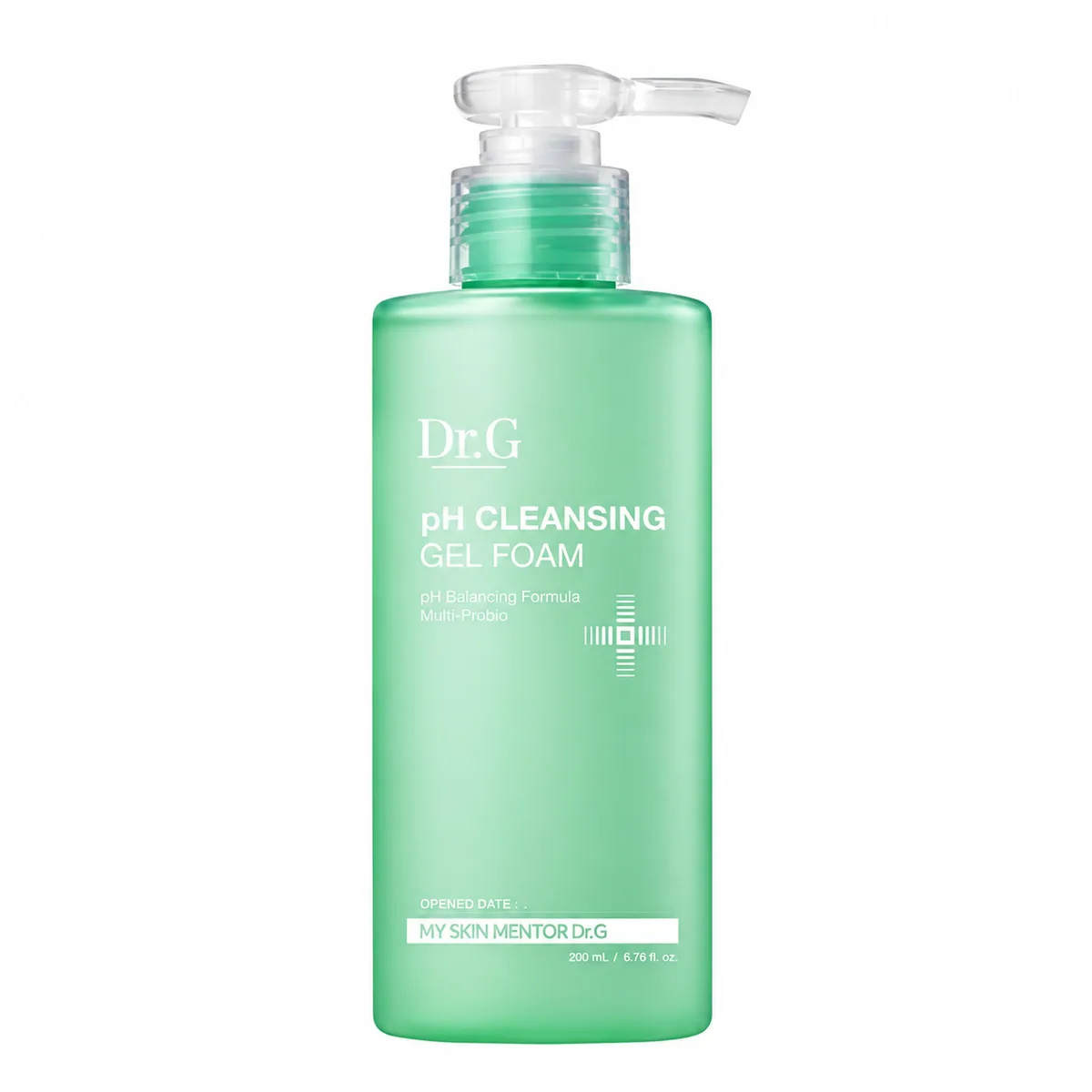 Dr.G pH Cleansing Gel Foam, botella verde menta con dosificador sobre fondo blanco