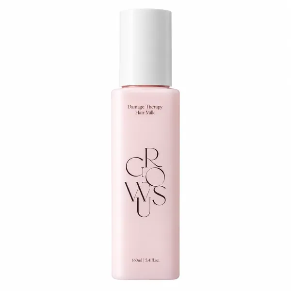 GROWUS Damage Therapy Hair Milk, botella rosa cerrada sobre fondo blanco