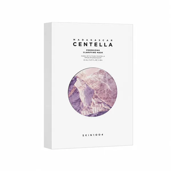 SKIN1004 Madagascar Centella Poremizing Clarifying Mask, envase cerrado sobre fondo claro