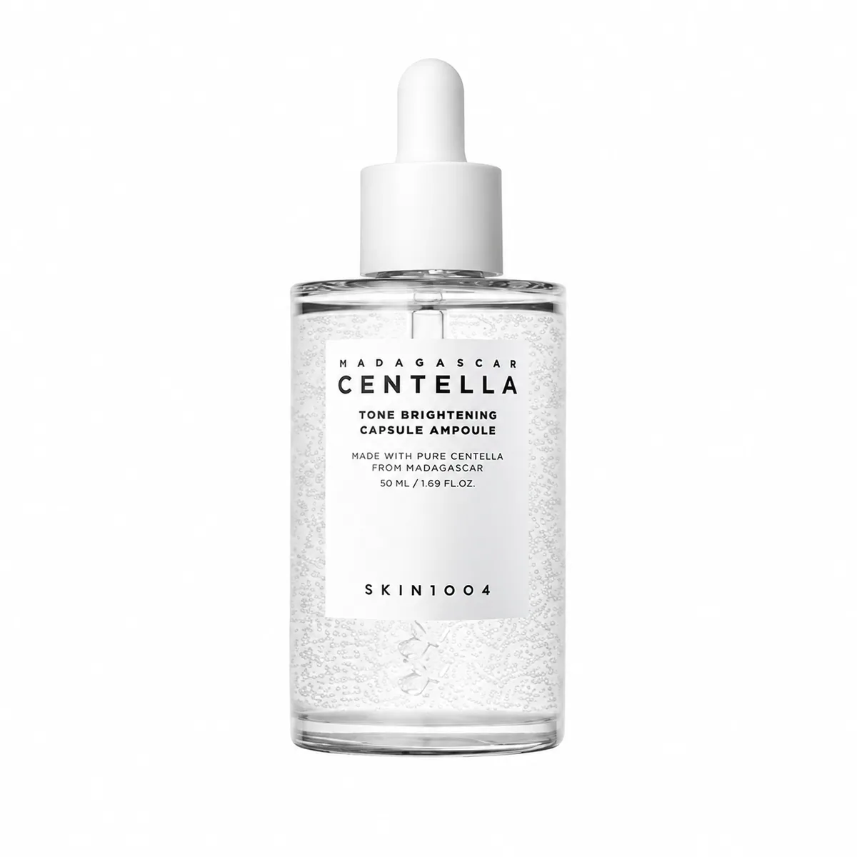 SKIN1004 Madagascar Centella Tone Brightening Capsule Ampoule de 50 ml, frasco cerrado sobre fondo blanco