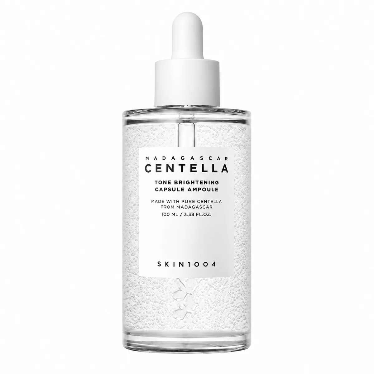 SKIN1004 Madagascar Centella Tone Brightening Capsule Ampoule de 100 ml, frasco cerrado sobre fondo blanco
