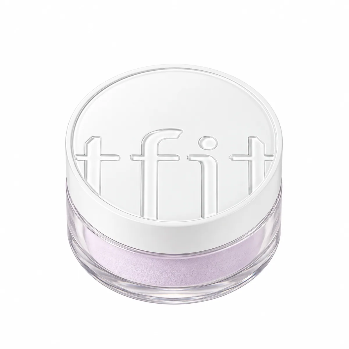 TFIT Translucent Set Finishing Powder #4 Lavender, tarro redondo con tapa blanca y polvo lila sobre fondo blanco
