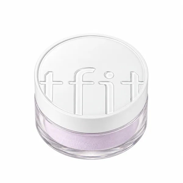 TFIT Translucent Set Finishing Powder #4 Lavender, tarro redondo con tapa blanca y polvo lila sobre fondo blanco