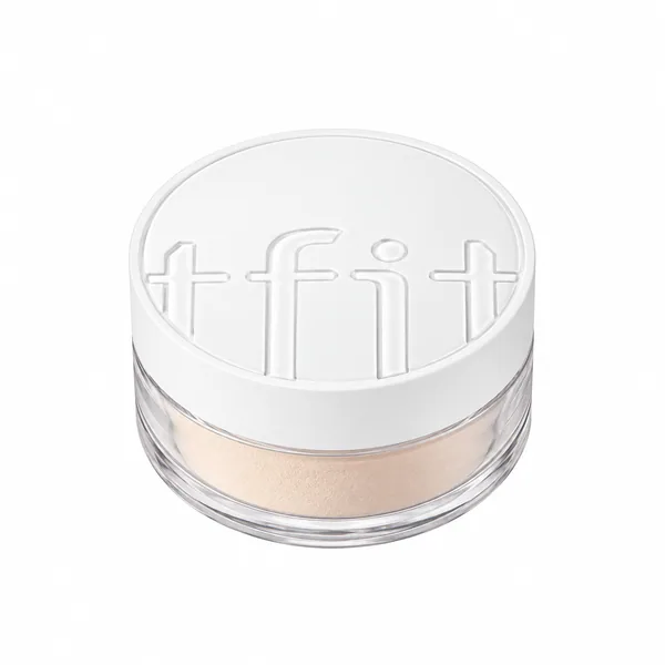 TFIT Translucent Set Finishing Powder #2 Skin Beige, tarro redondo con tapa blanca y polvo beige sobre fondo blanco