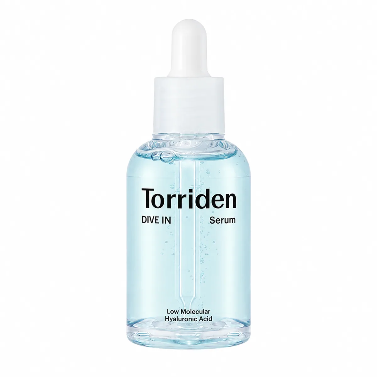 Torriden DIVE-IN Low Molecular Hyaluronic Acid Serum, envase cerrado sobre fondo claro